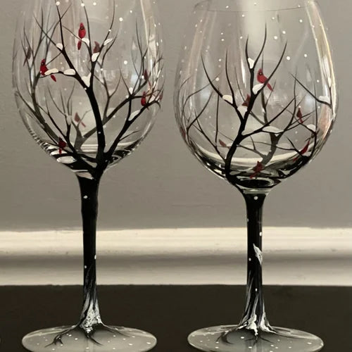 Sandsberg | Four Seasons Tree Weingläser - Handbemalte Kunst