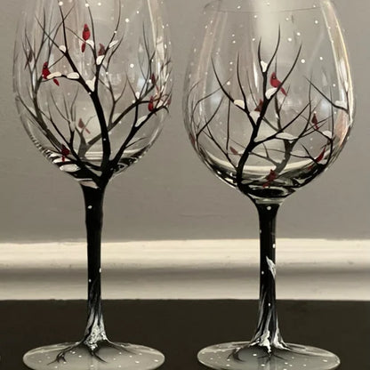 Sandsberg | Weinglas Four Seasons Tree - handgemalte Kunst