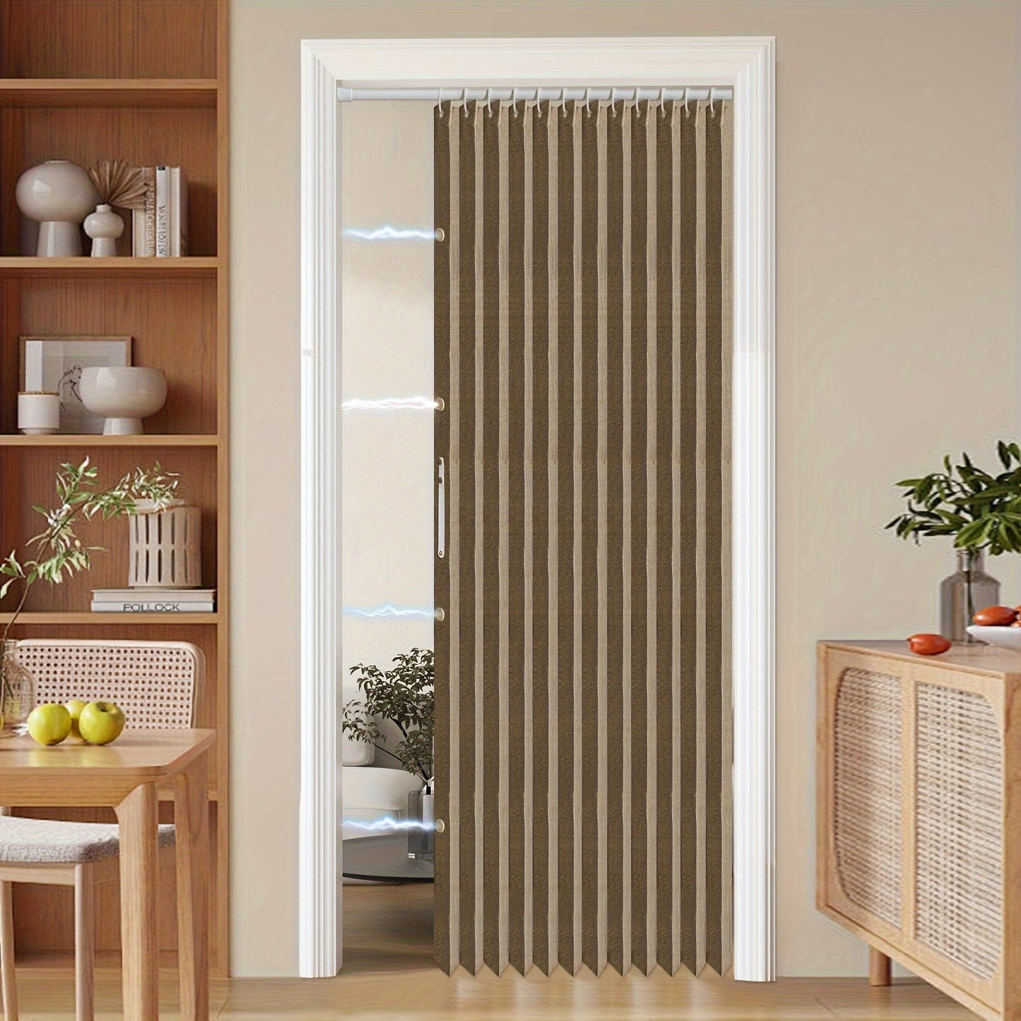 Sandsberg | Bunte magnetische Faltenvorhang – Einfache Dekoration, platzsparender Raumteiler für Zuhause und Geschäft – Lebhaftes künstlerisches Design, maschinenwaschbares Polyester