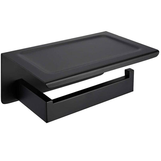 schwarzer quadratischer Toilettenpapier- und Handyhalter aus Edelstahl 304