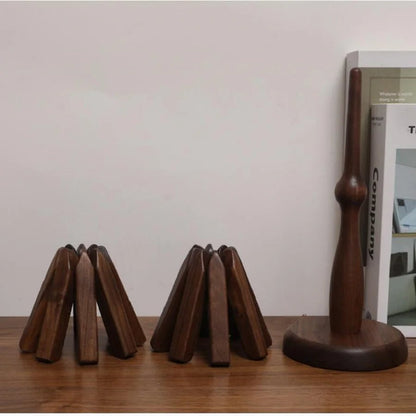 Sandsberg | Schwarznuss Faltbarer Weihnachtsbaum Holzuntersetzer – Kreative hitzebeständige Topfunterlagen & Küchenaccessoires