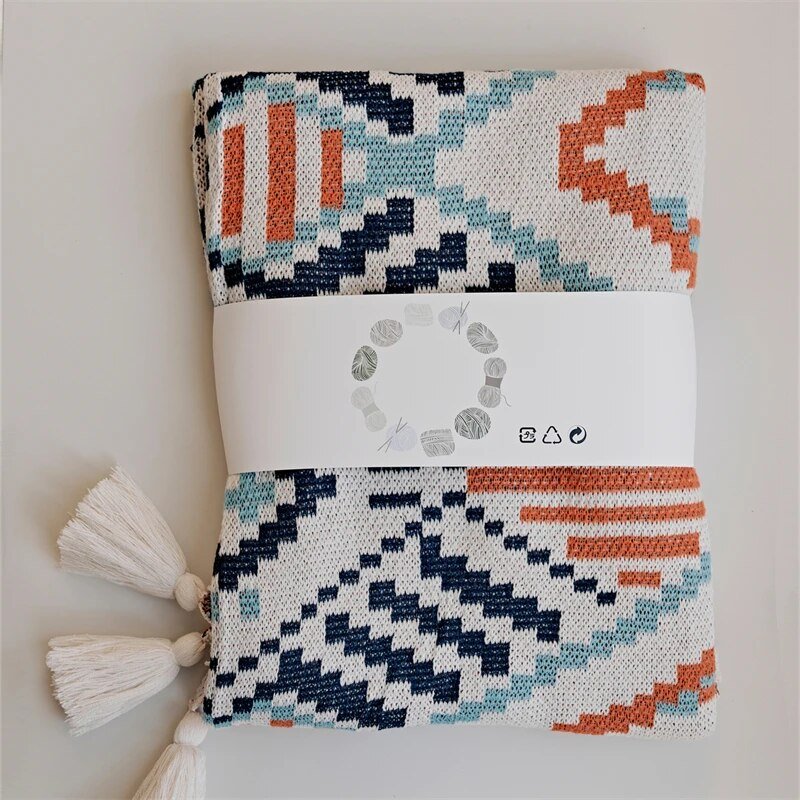 Decke mit geometrischem Design im Boho-Stil