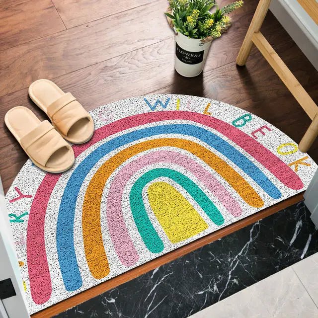 Willkommensmatte mit Regenbogen und hellfarbigem Wassermelonenprint