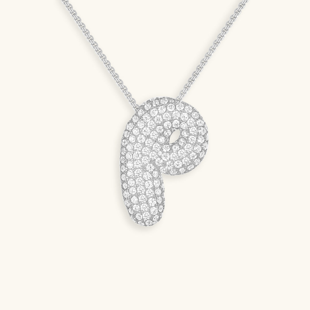 Bubble Initial-Diamant-Halskette