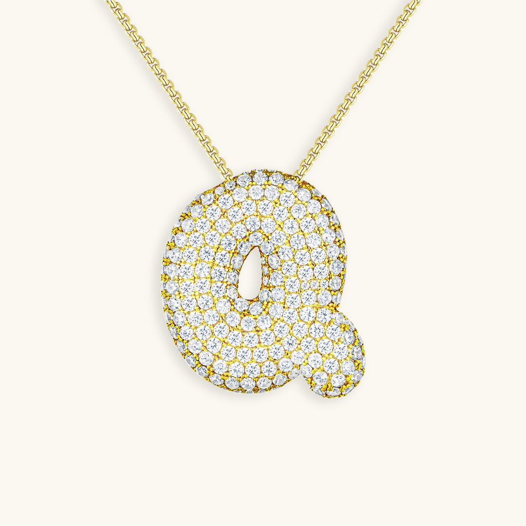 Bubble Initial-Diamant-Halskette