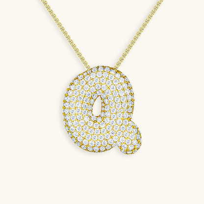 Bubble Initial-Diamant-Halskette