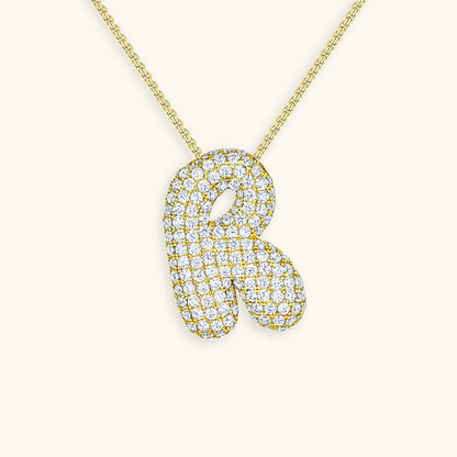 Bubble Initial-Diamant-Halskette