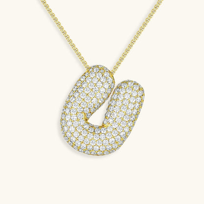 Bubble Initial-Diamant-Halskette