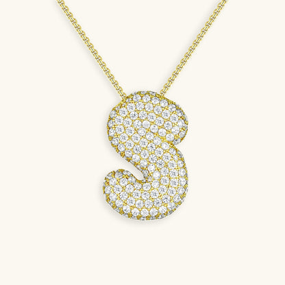 Bubble Initial-Diamant-Halskette
