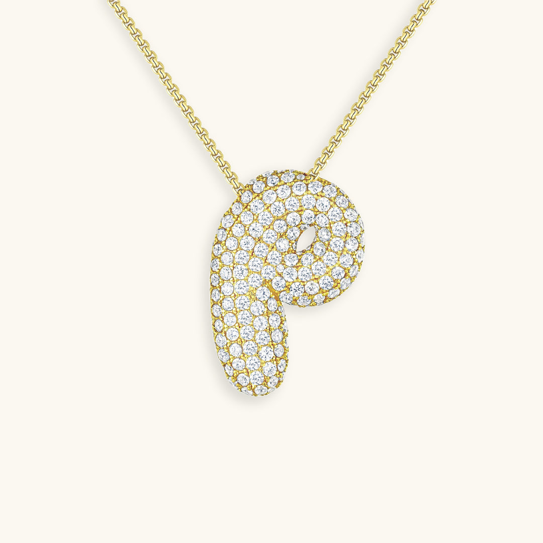 Bubble Initial-Diamant-Halskette