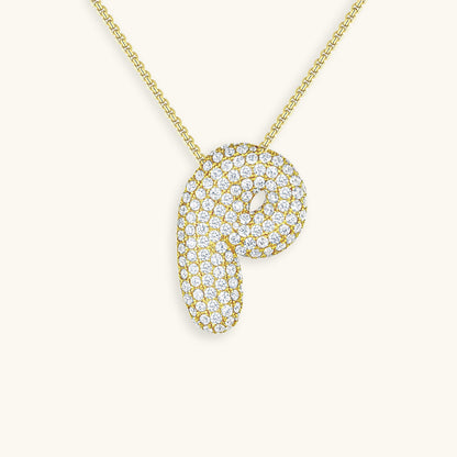 Bubble Initial-Diamant-Halskette