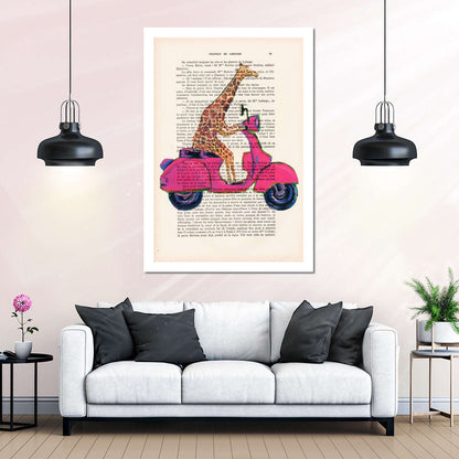 Sandsberg | Giraffe Auf Motorrad Wandkunst