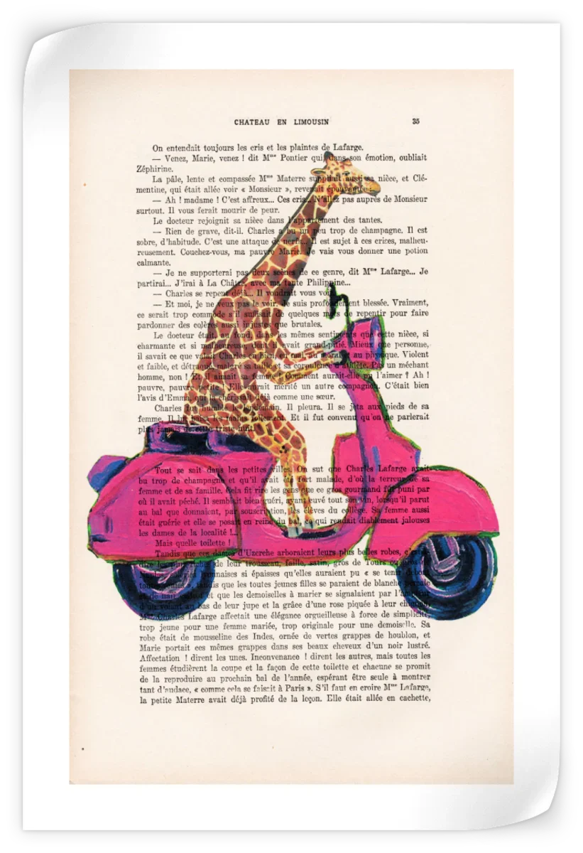 Sandsberg | Giraffe Auf Motorrad Wandkunst