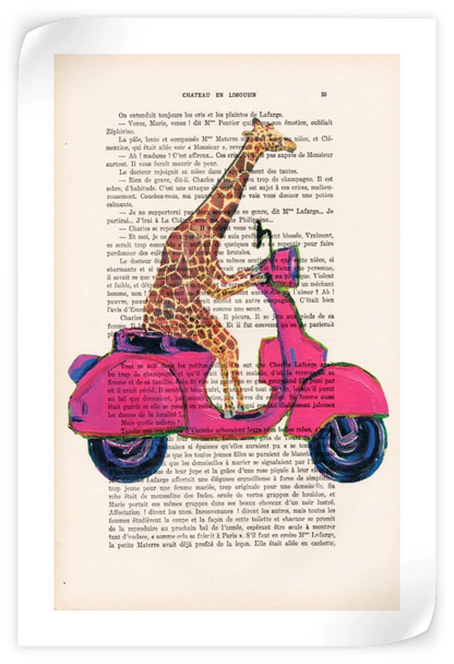 Sandsberg | Giraffe Auf Motorrad Wandkunst