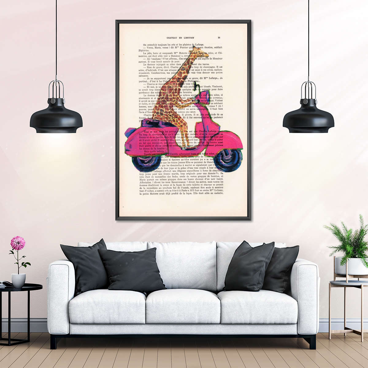 Sandsberg | Giraffe Auf Motorrad Wandkunst