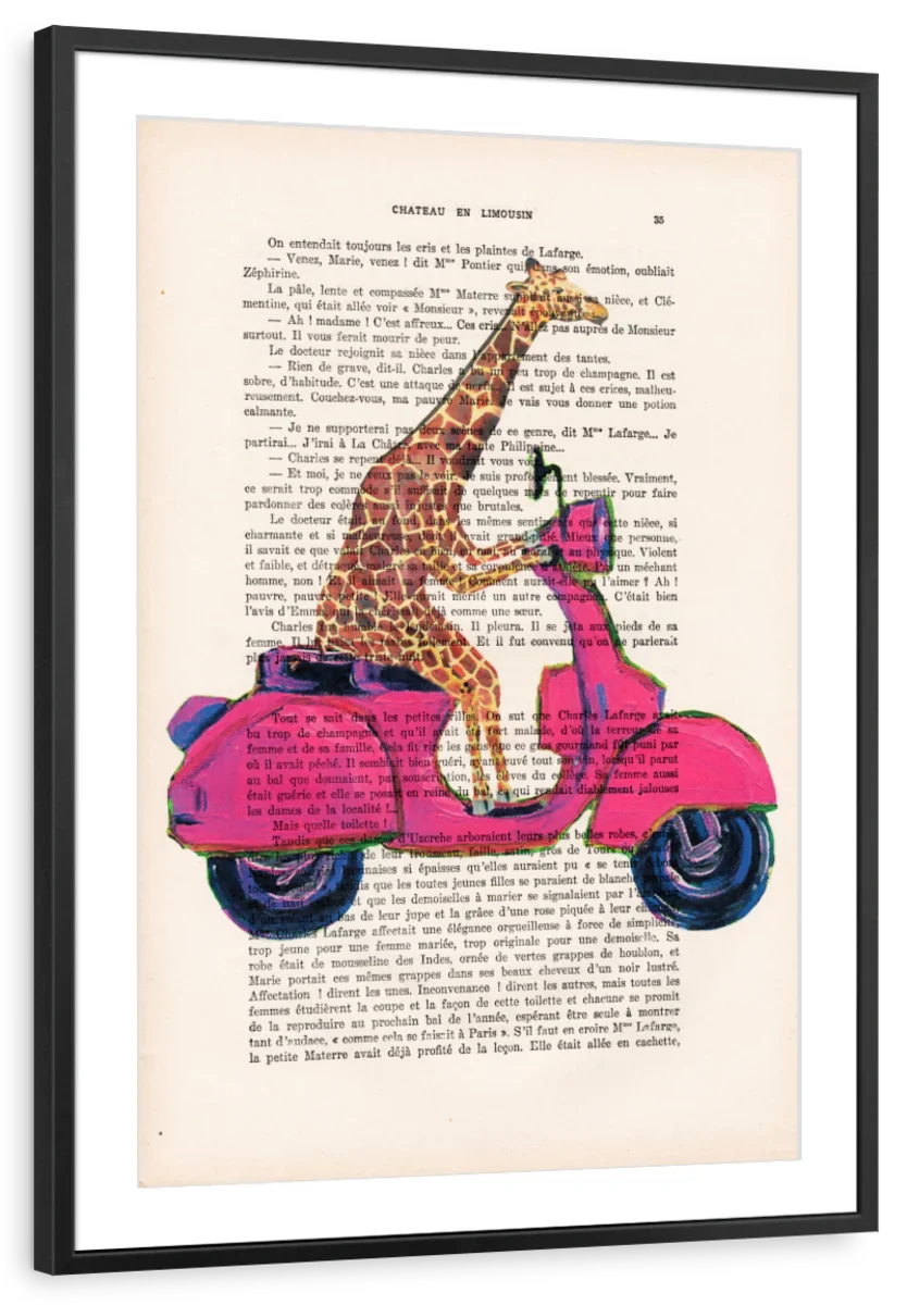Sandsberg | Giraffe Auf Motorrad Wandkunst