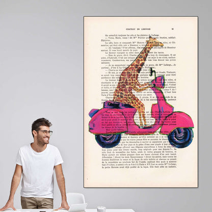 Sandsberg | Giraffe Auf Motorrad Wandkunst