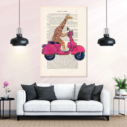 Sandsberg | Giraffe Auf Motorrad Wandkunst