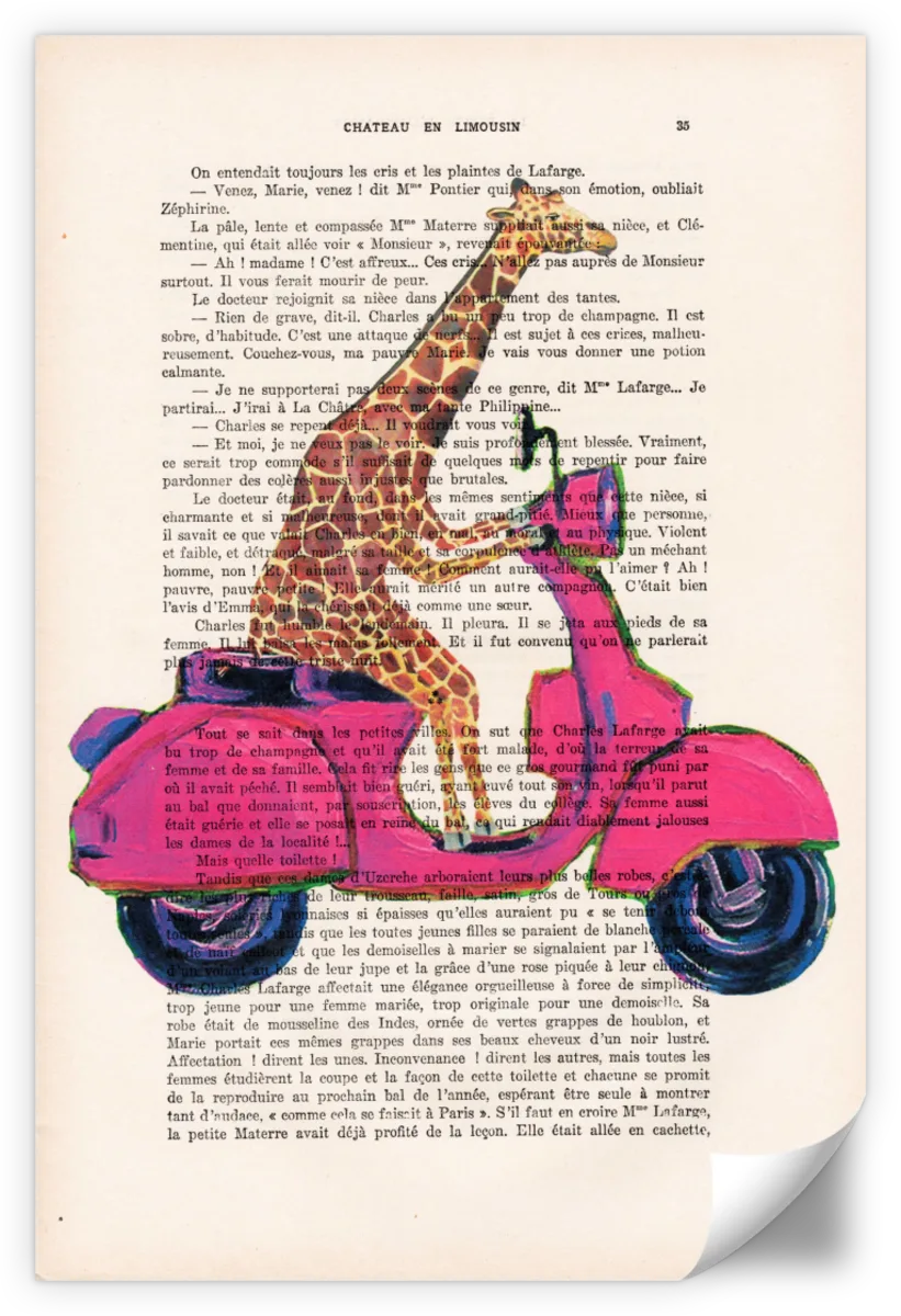 Sandsberg | Giraffe Auf Motorrad Wandkunst