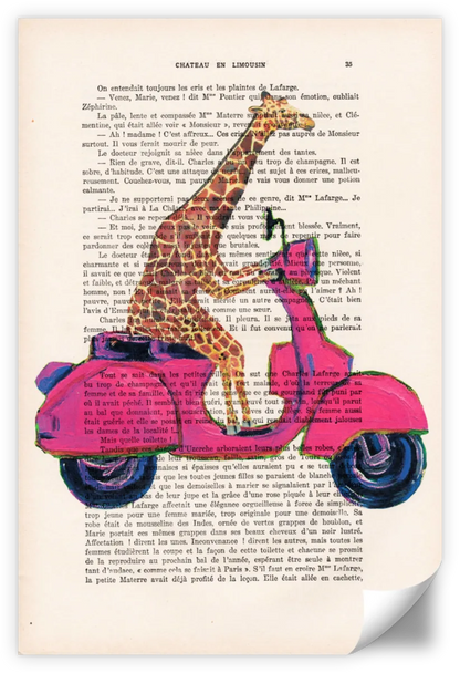 Sandsberg | Giraffe Auf Motorrad Wandkunst