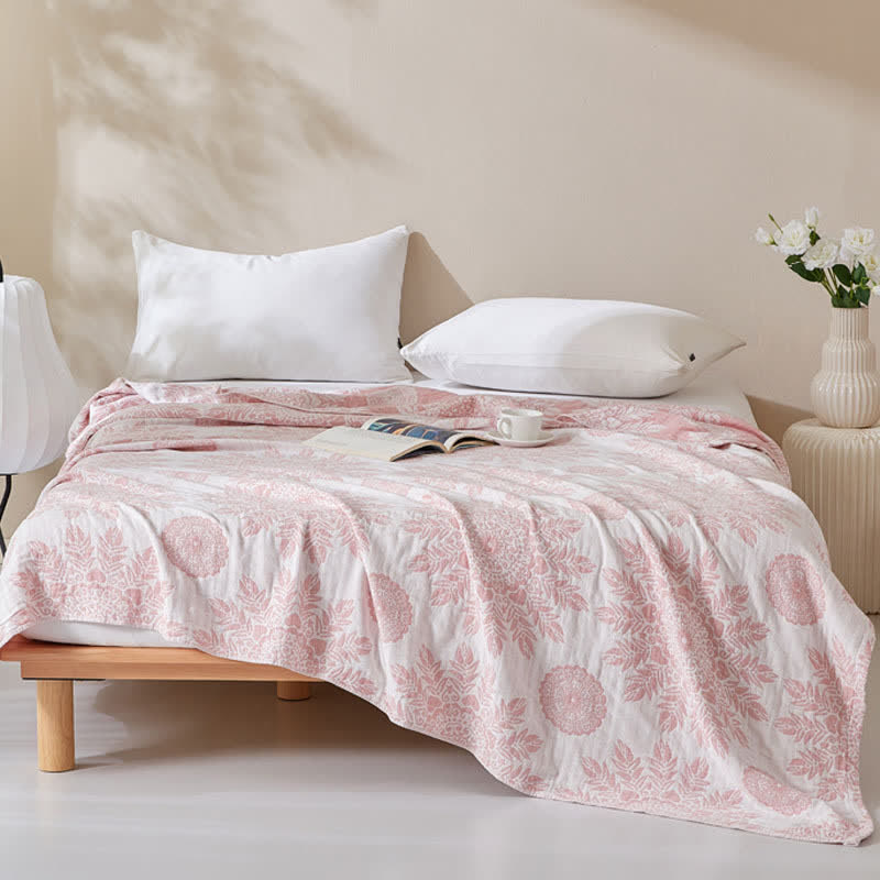Bequeme Steppdecke aus reiner Baumwolle mit frischem Blumenmuster