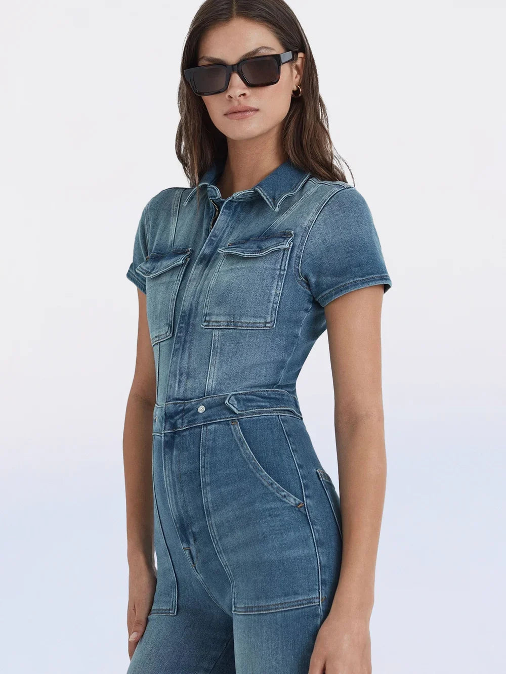 Dünner Denim-Overall in Stiefelform