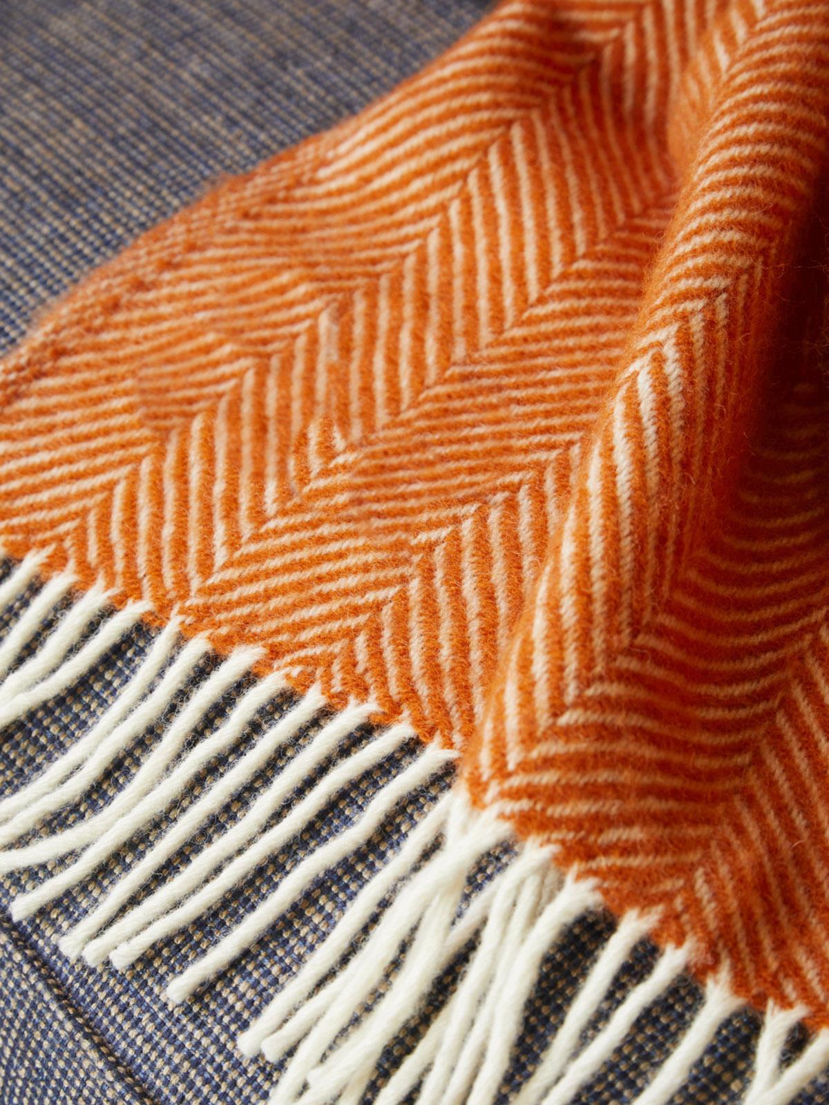 Herringbone Pure New Wool Throw - Zimt
