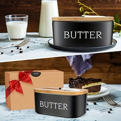 Luxuriöse große Butterdose mit Deckel – Keramik-Thekenbehälter mit Messer, hochwertige Silikondichtung und leicht zu reinigendes Design – Perfektes Küchen Geschenk für Butterliebhaber
