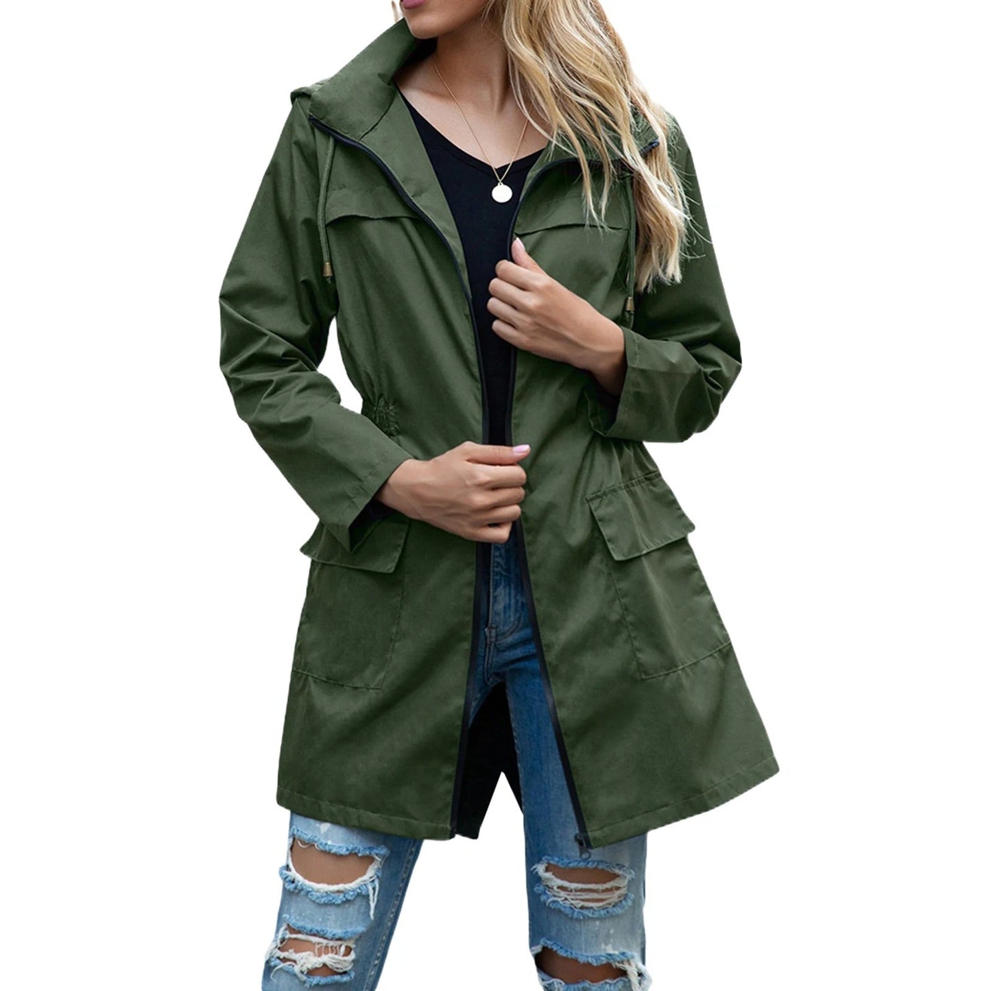 Leichte winddichte und wasserdichte lange Sommerjacke