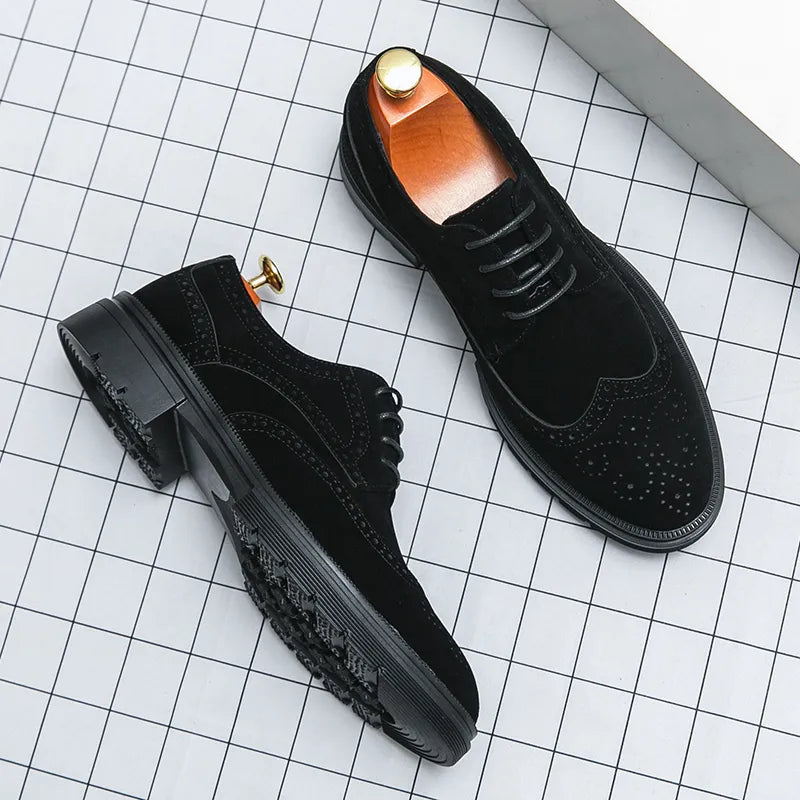 Herren Leder-Dressschuhe Mode Büro Derby-Schuhe Klassisch Freizeit Geschäft Hochzeit Luxus Designer-Schuhe Männlich Wildleder formelle Schuhe