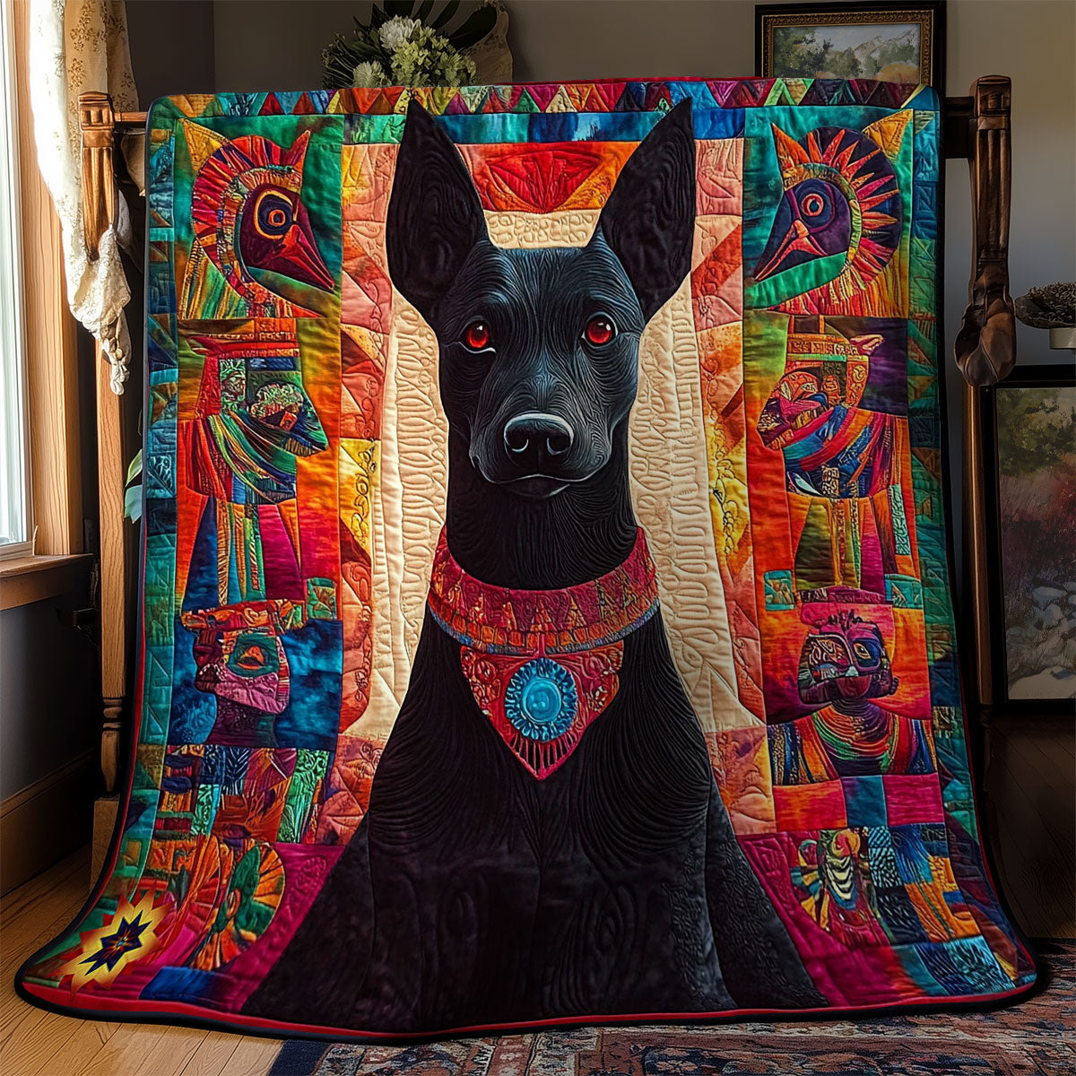 Schwarzer Hund Quilt