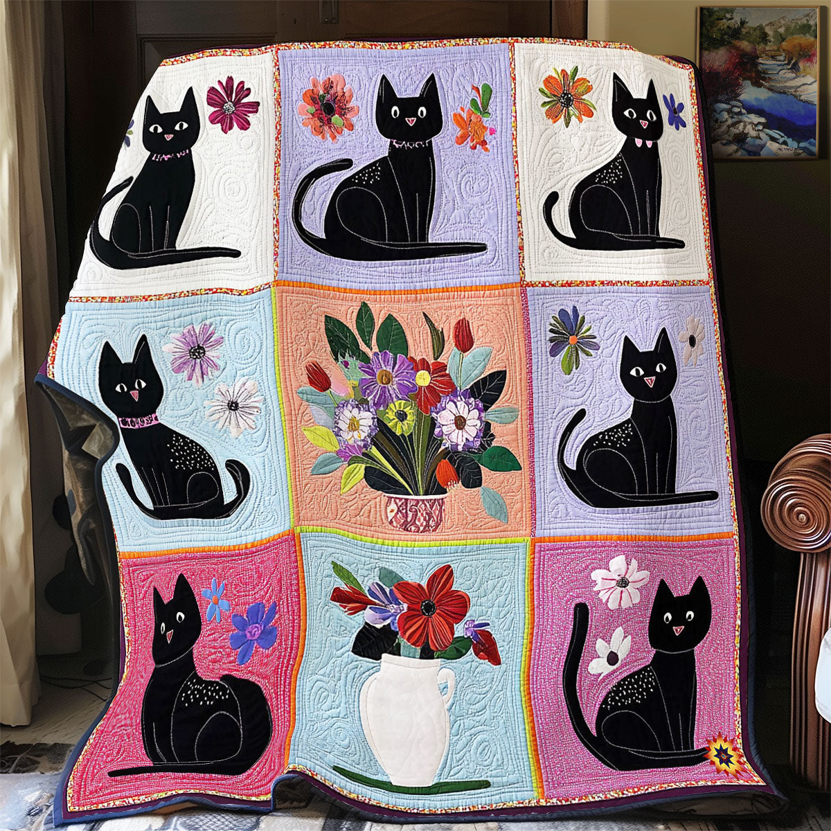 Blumenvasen Schwarze Katze Decke