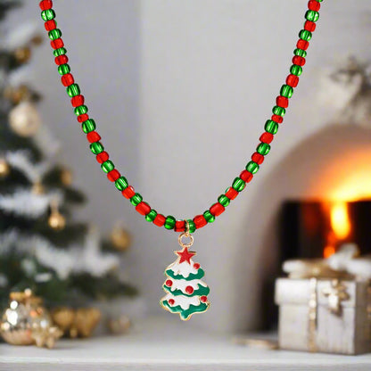 Sandsberg | Charmantes Vintage Weihnachtsanhänger-Halskette – Buntes Perlen-Collier für Frauen & Männer, Perfekter festlicher Schmuck für Partys & Geschenke
