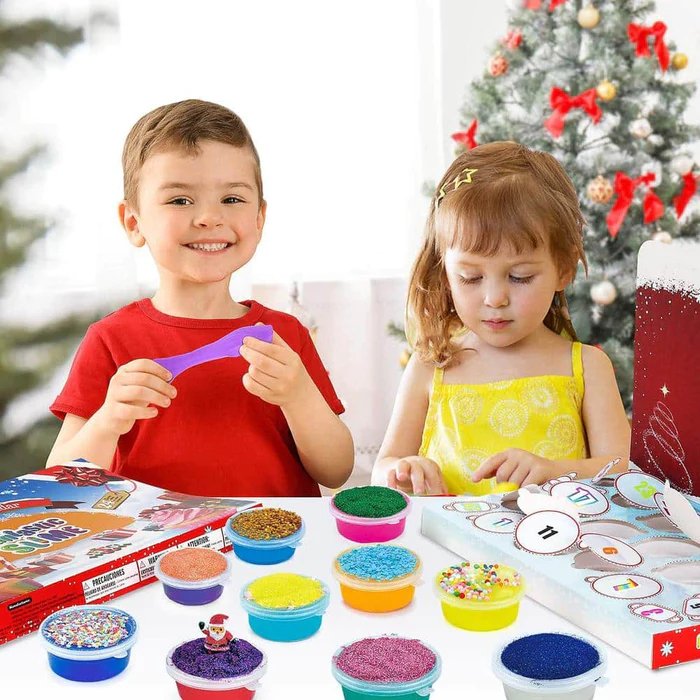 Sandsberg | Weihnachts-Adventskalender 24 Tage Kristall-Schlamm-Blindbox - Weihnachts-Countdown-Spielzeug für Kinder