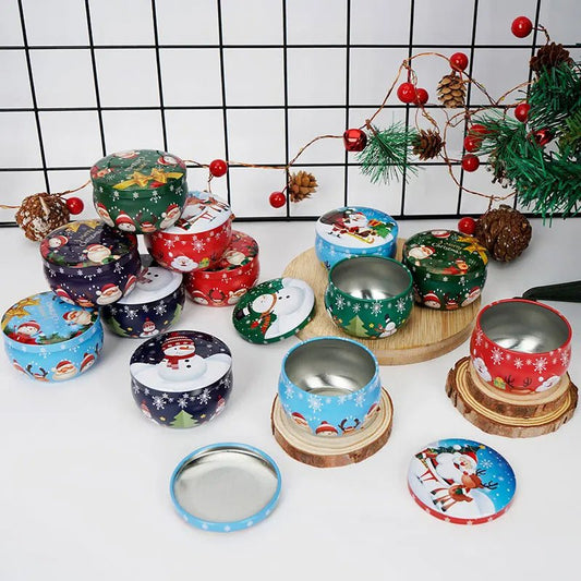 Sandsberg | Weihnachtskerze Runde Blechdose Set von 12 – Perfekt für Süßigkeiten, Partydekoration oder DIY handgemachte Kerzen – Metallbehälter mit Deckel (62g)