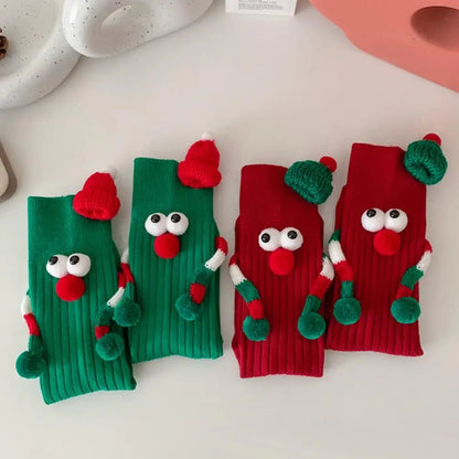 Sandsberg | Weihnachts-Haltende-Hände-Socken - Elastische Cartoon-Socken Perfektes Lustiges Feiertagsgeschenk für den Winter
