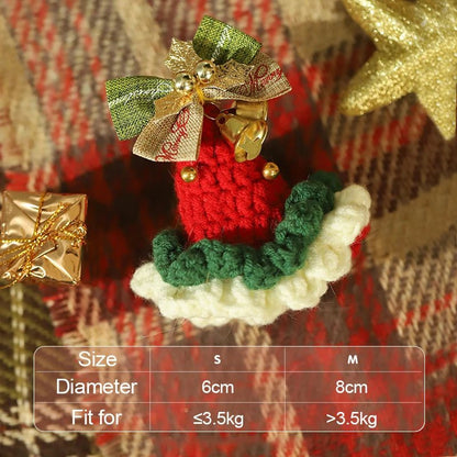 Sandsberg | Weihnachts-Haustier-Schal & Hut – Niedlicher roter Schal für Kätzchen & Welpen, Perfektes Weihnachtsgeschenk & Festliches Accessoire