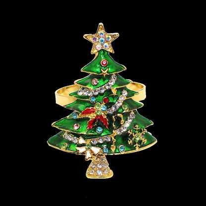 Sandsberg | Weihnachtsbaum Metall Serviettenringe Set - Perfekt für festliche Abendessen, Hochzeiten und Bankette