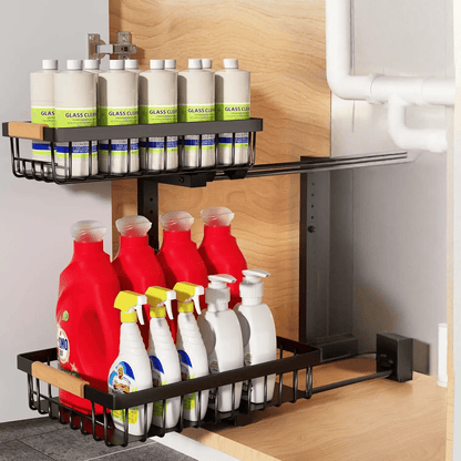 Sandsberg | Curcura – Heavy-Duty verstellbarer Stahl Unter-Sink-Organizer für Küche & Bad