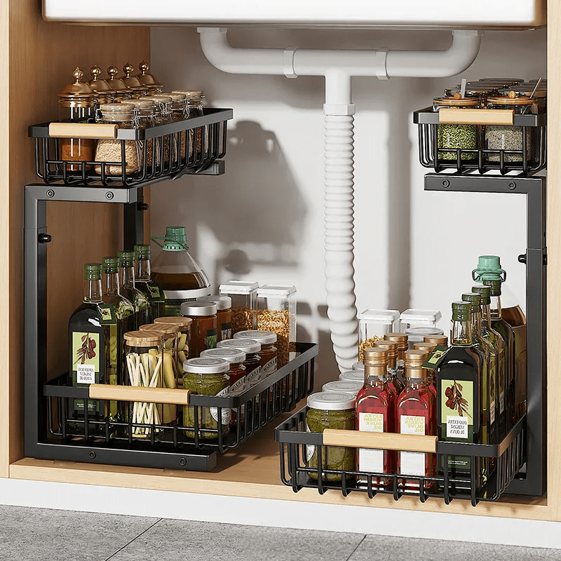 Sandsberg | Curcura – Heavy-Duty verstellbarer Stahl Unter-Sink-Organizer für Küche & Bad