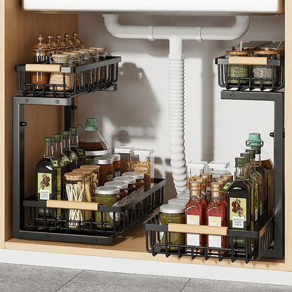 Sandsberg | Curcura – Heavy-Duty verstellbarer Stahl Unter-Sink-Organizer für Küche & Bad