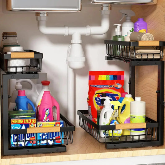 Sandsberg | Curcura – Heavy-Duty verstellbarer Stahl Unter-Sink-Organizer für Küche & Bad