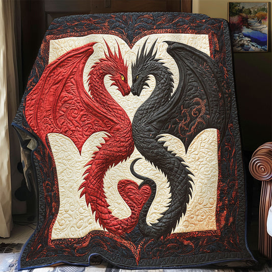Schwarzer Roter Drache Quilt