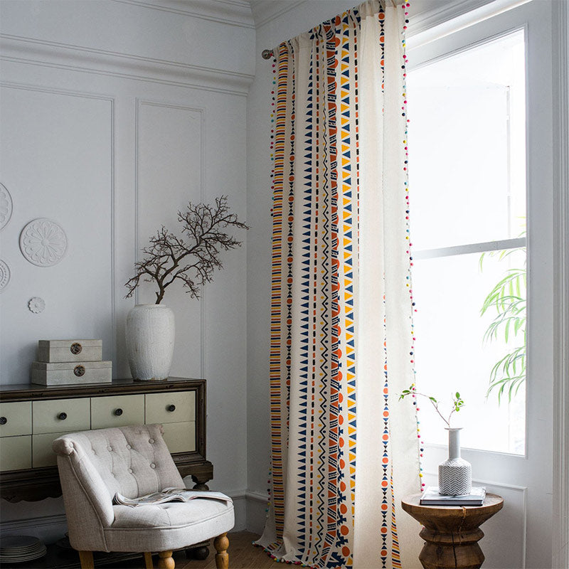 Sandsberg Boho Bunter geometrischer Vorhang mit Quaste