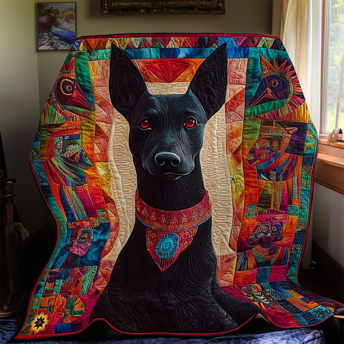Schwarzer Hund Quilt