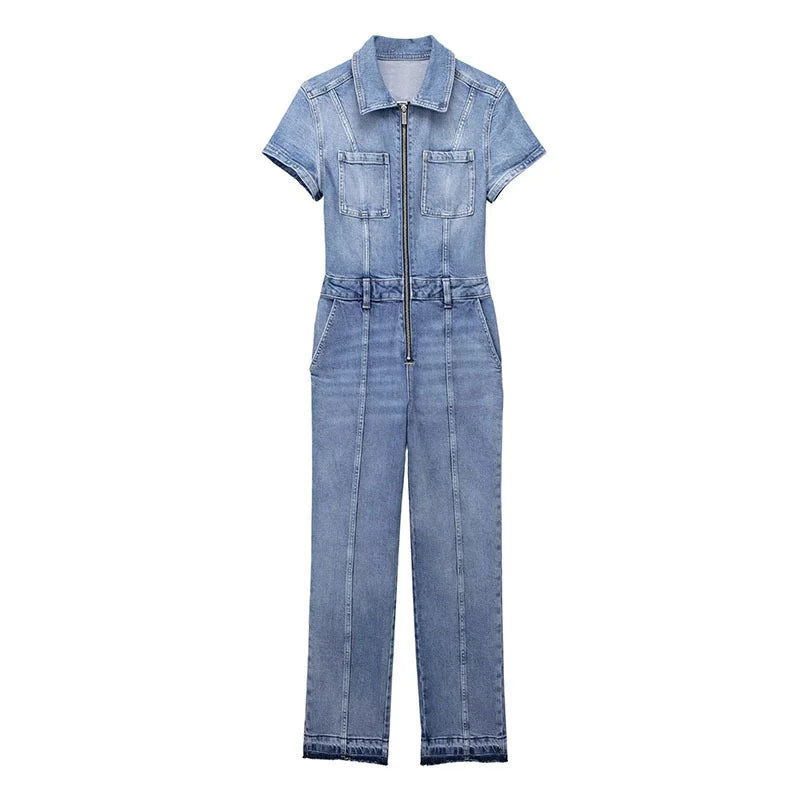 Dünner Denim-Overall in Stiefelform