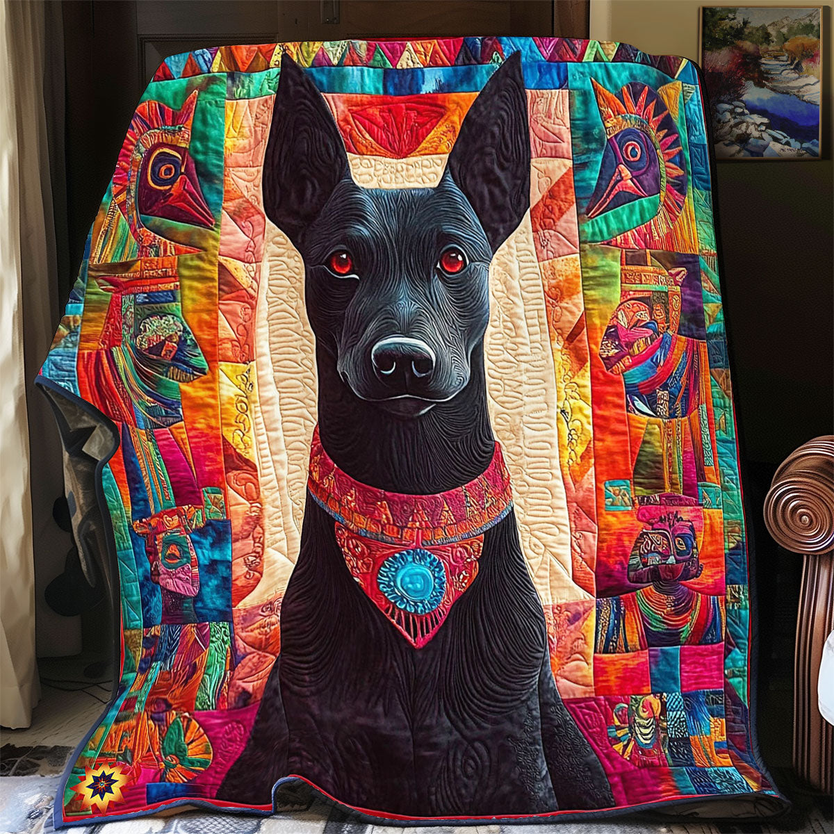 Schwarzer Hund Quilt