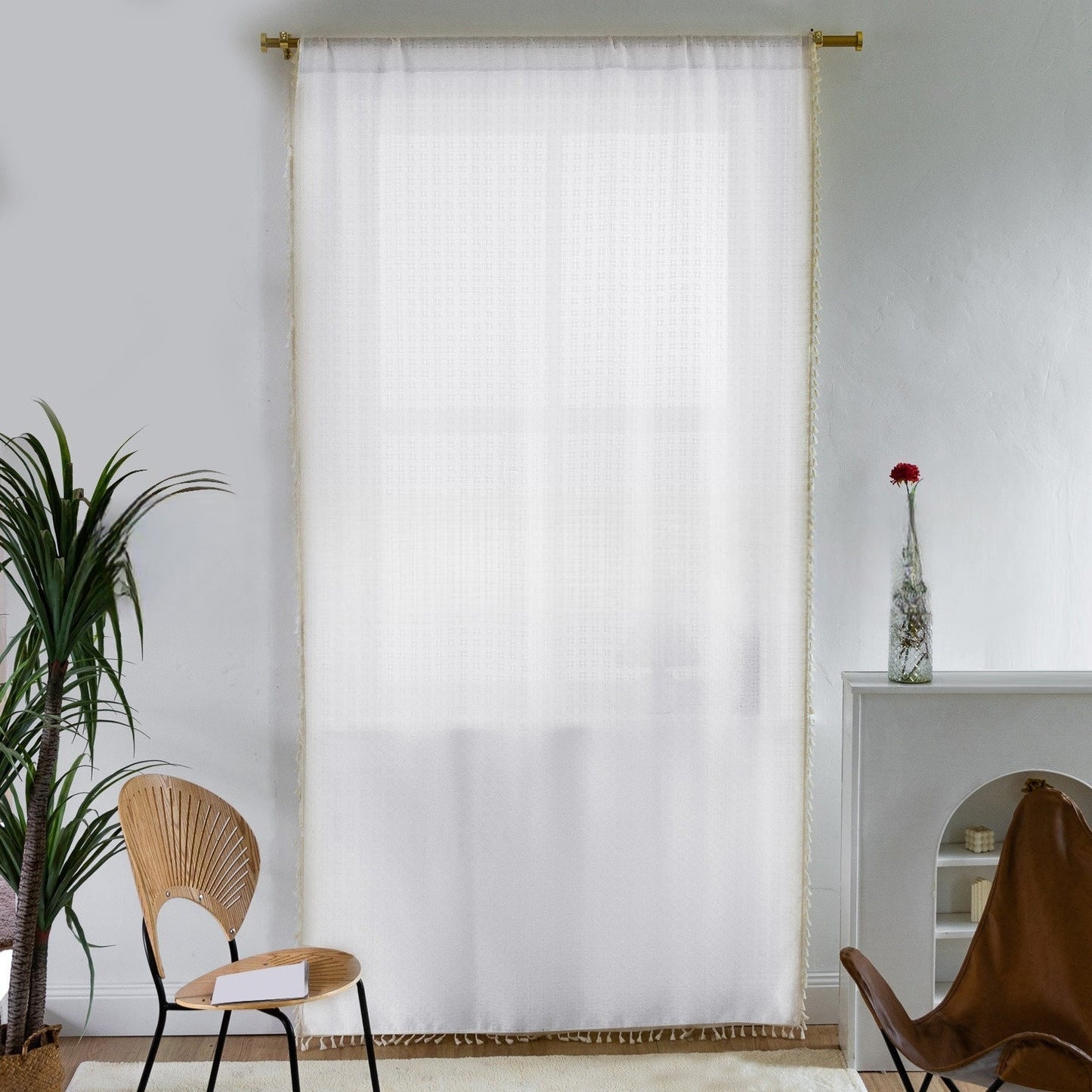 Jacquard-Vorhänge mit Fransen, Leicht und Elegant für Wohnzimmer