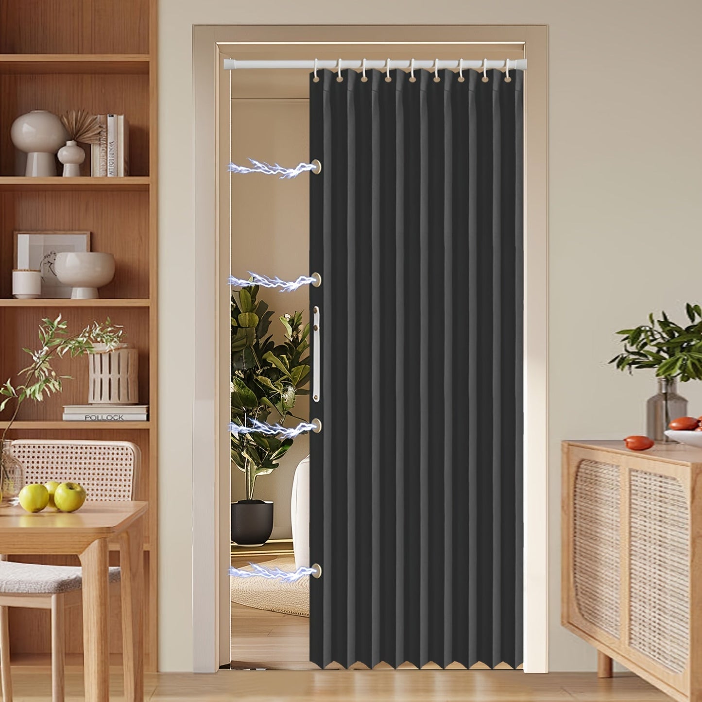 Sandsberg | Bunte magnetische Faltenvorhang – Einfache Dekoration, platzsparender Raumteiler für Zuhause und Geschäft – Lebhaftes künstlerisches Design, maschinenwaschbares Polyester