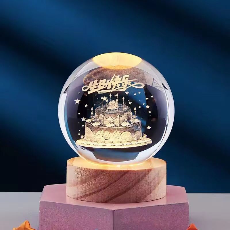 3D Kristallkugel Nachtlampe